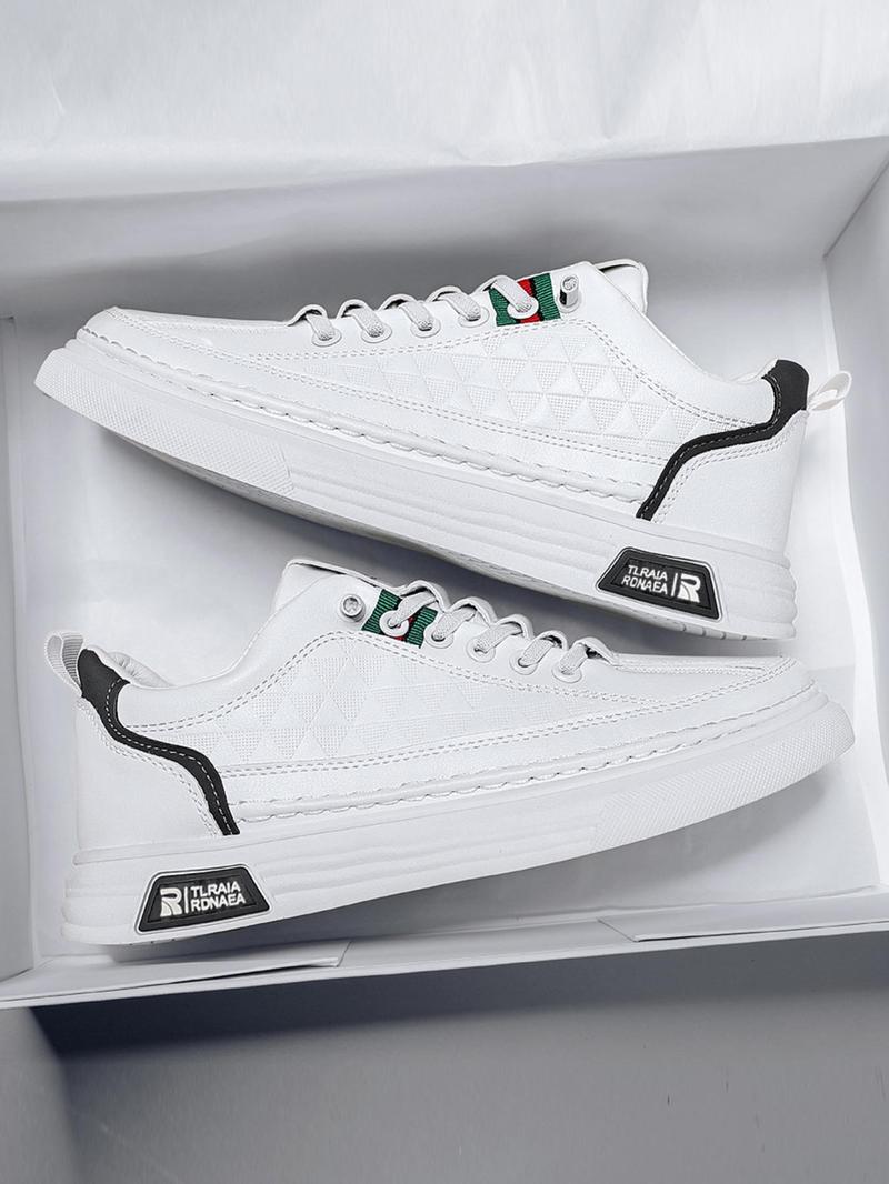 Product Introduction of Men's Casual Low Top Lace up Skate Sneakers As Gift, Fashionable PU Leather Comfortable Sports Shoes, Male Round Toe Shoes for Daily Used Closed Trainer 14