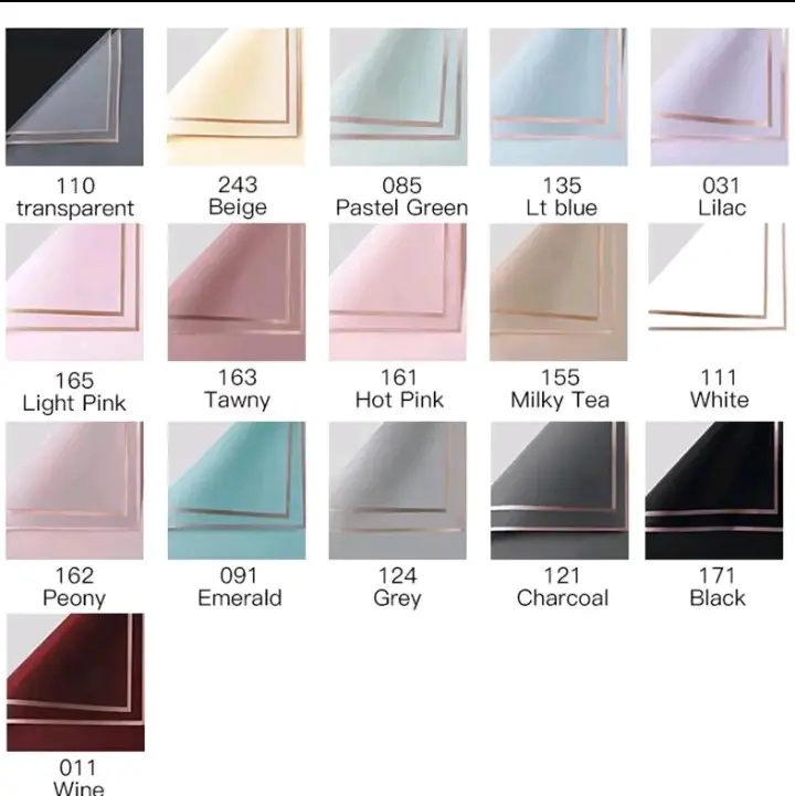 (5 LEMBAR) Kertas Cellophane Buket Bunga (Gold Line) Flower Wrapping Paper Cellophane 1