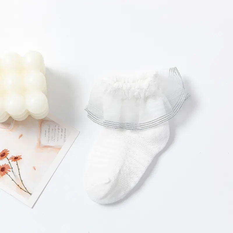Boboho - Kaos Kaki Renda Anak Bayi Perempuan / Baby Socks Bahan Katun Lembut Cewek Kuning Merah Putih 4