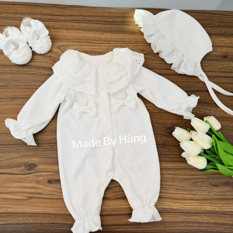 Body liền thân THu đông cho bé gái từ 4-11kg - Body LIỀN THÂN TRẮNG bèo Made by Hằng