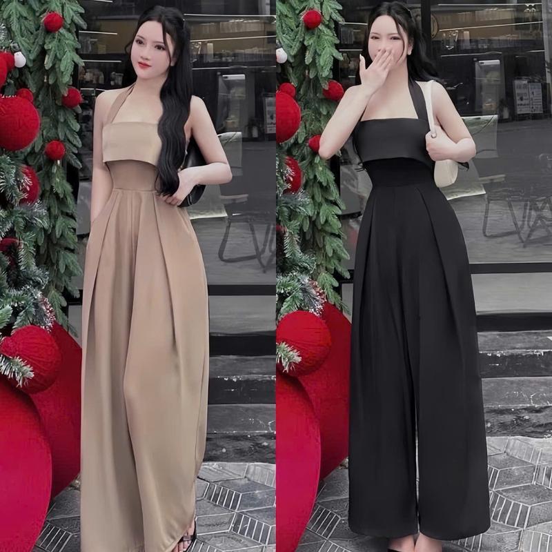  Set jum nữ mango thiết kế cổ yếm cúp ngực quần dài ống rộng tôn dáng xinh xắn thích hợp cho nàng di chơi,di tiệc. 