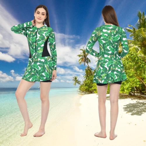 BAJU RENANG WANITA DIVING ROK CORAK LENGAN PANJANG 2