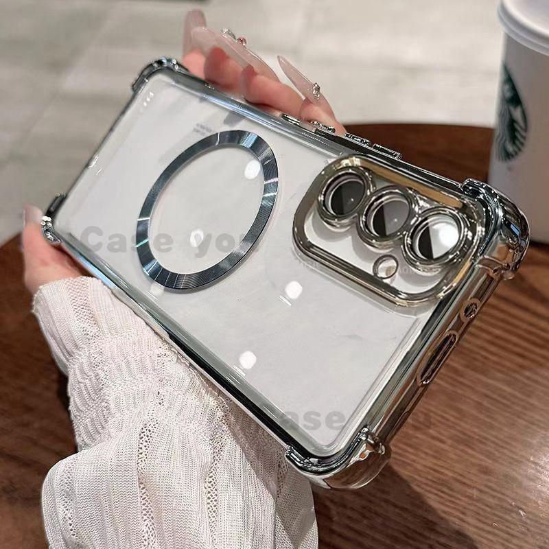 Ốp Nam Châm, Ốp Điện Thoại Mềm Trong Suốt, Chống Sốc, Có Màng Ống Kính Tích Hợp, Tương Thích Với Samsung Galaxy A56, A36, A26, A16, A06, A55, A35, A25, A15, A05S, A14, A24, A34, A54, A04S, A13 5G LTE