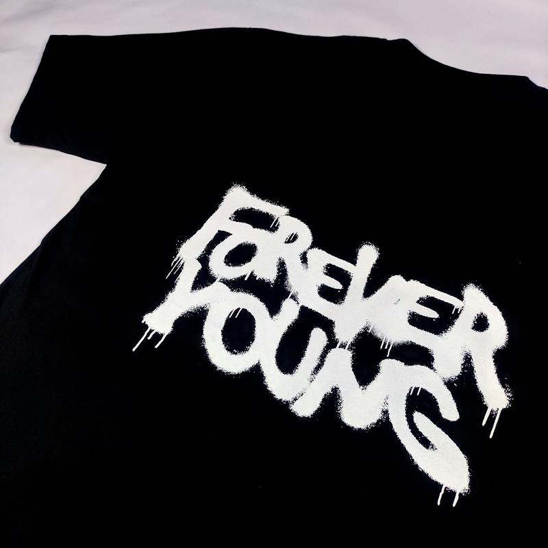 TRNDS REGULER OVERSIZE T-Shirt /  Baju kaos pria hitam FOREVER YOUNG - TM012 Combed Kain 2