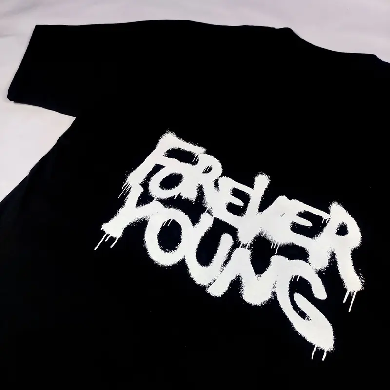 TRNDS REGULER OVERSIZE T-Shirt /  Baju kaos pria hitam FOREVER YOUNG - TM012 Combed Kain 2