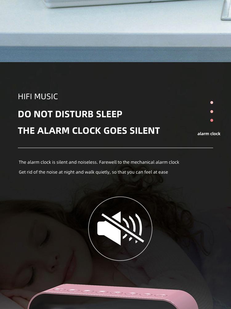 Product Introduction of Cross-Border Hot-Selling Smart AI Bluetooth Speaker Mirror Clock Alarm Clock Mini Card-Insert Radio Speaker Creative Gift mini  speaker  mini  speaker 16