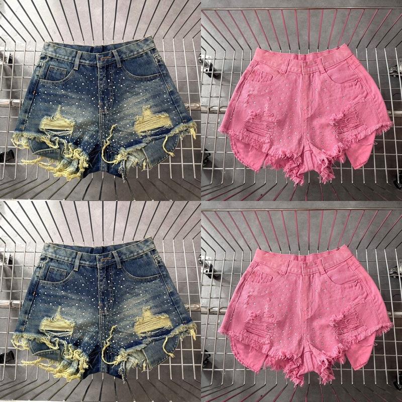 Quần jean đùi Đính Đá túi vải jean (8833) _Q 111_chân ngắn BTQ2