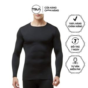 Áo giữ nhiệt thể thao nam TSLA lót lông tay dài co giãn form ôm body gym work out chạy bộ mùa đông BLANK TST1033 Quần Top Đen
