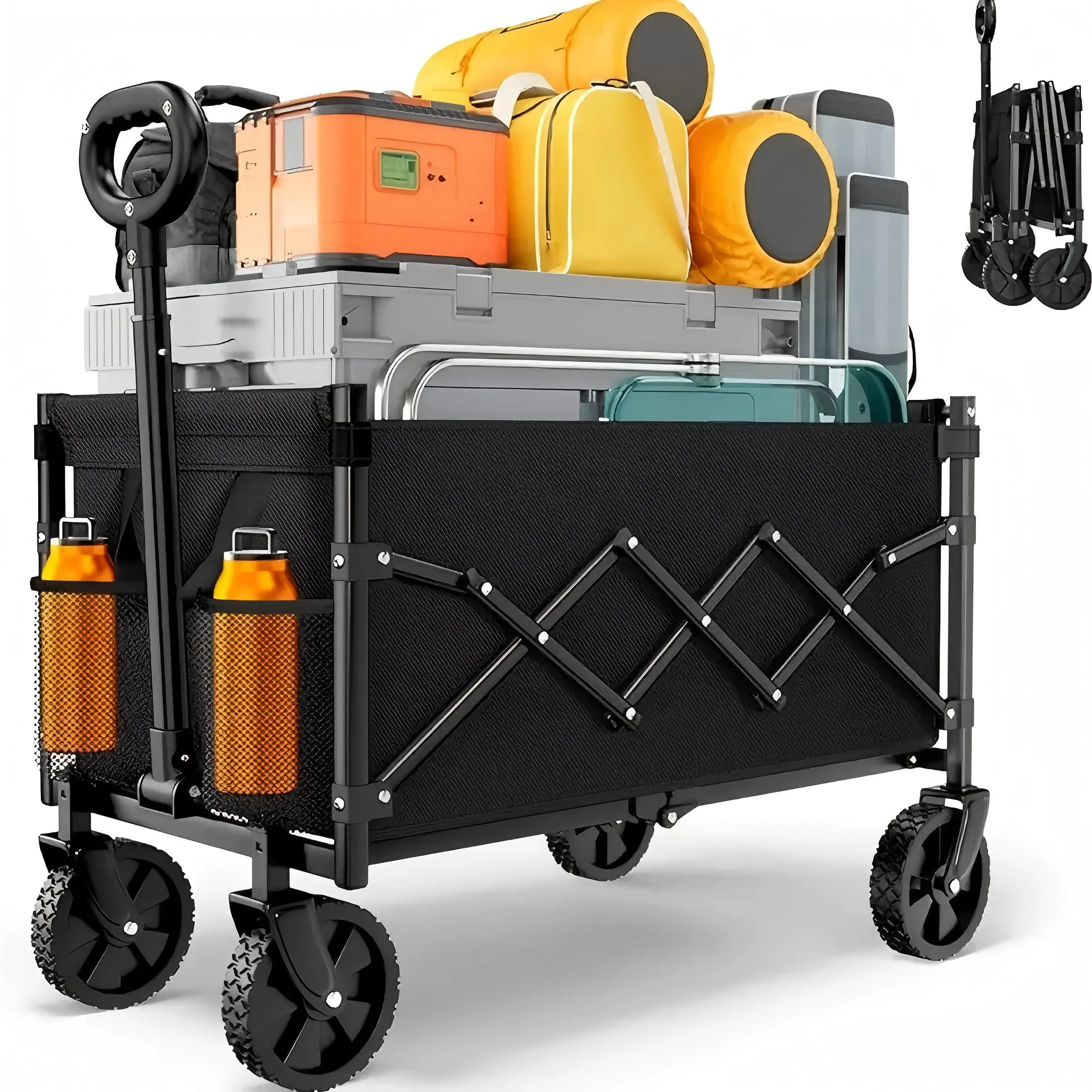Outdoor Camping Cart, 100L Capacity Detachable Camping Cart, Easy To Clean & Disassemble, Suitable for Shopping, Beach, Gardening & Camping
