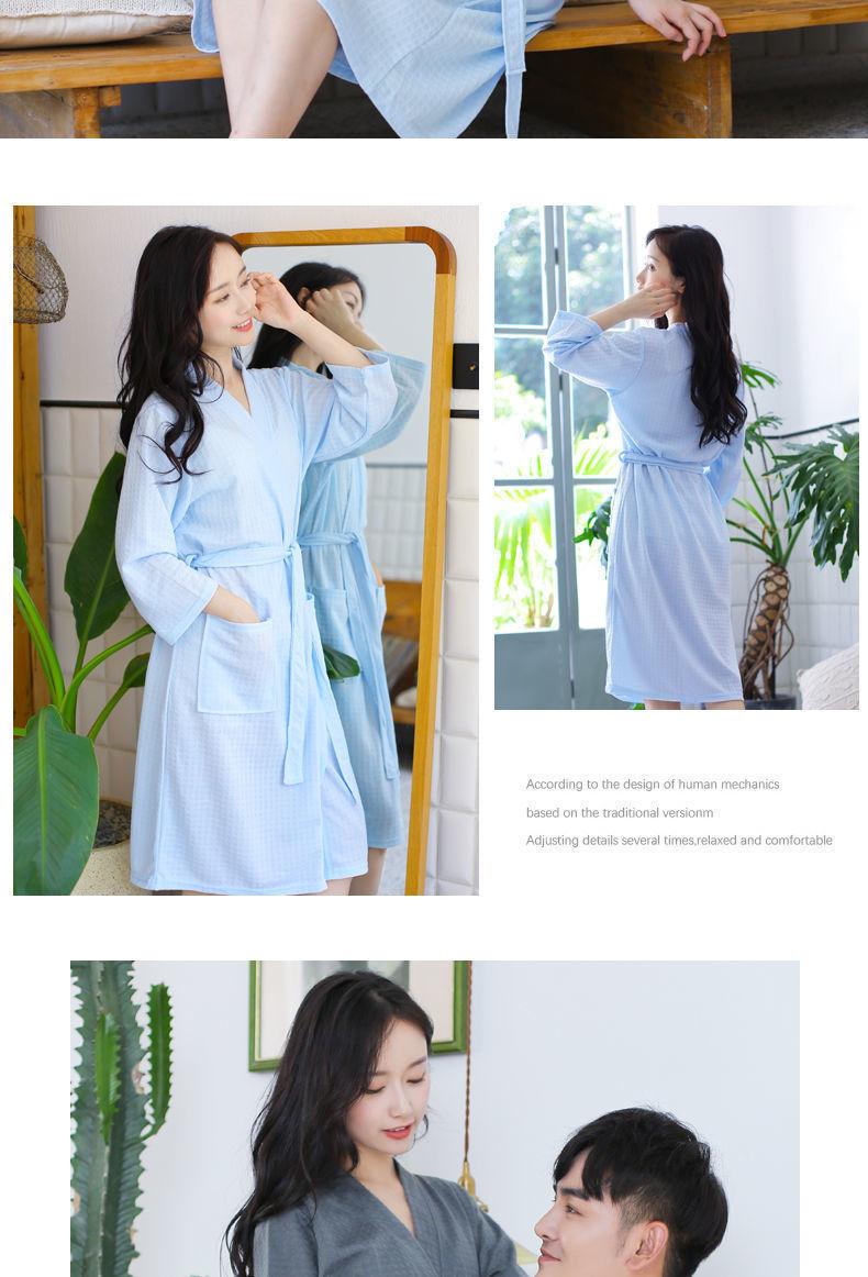 Product Introduction of [HTK 1189 People] Nightgown Women's Summer Thin Bathrobe Water-Absorbing Quick-Drying Couple Bathrobe Men's 100.00kg Mid-Length Plump Girls Pajamas plus Size 17
