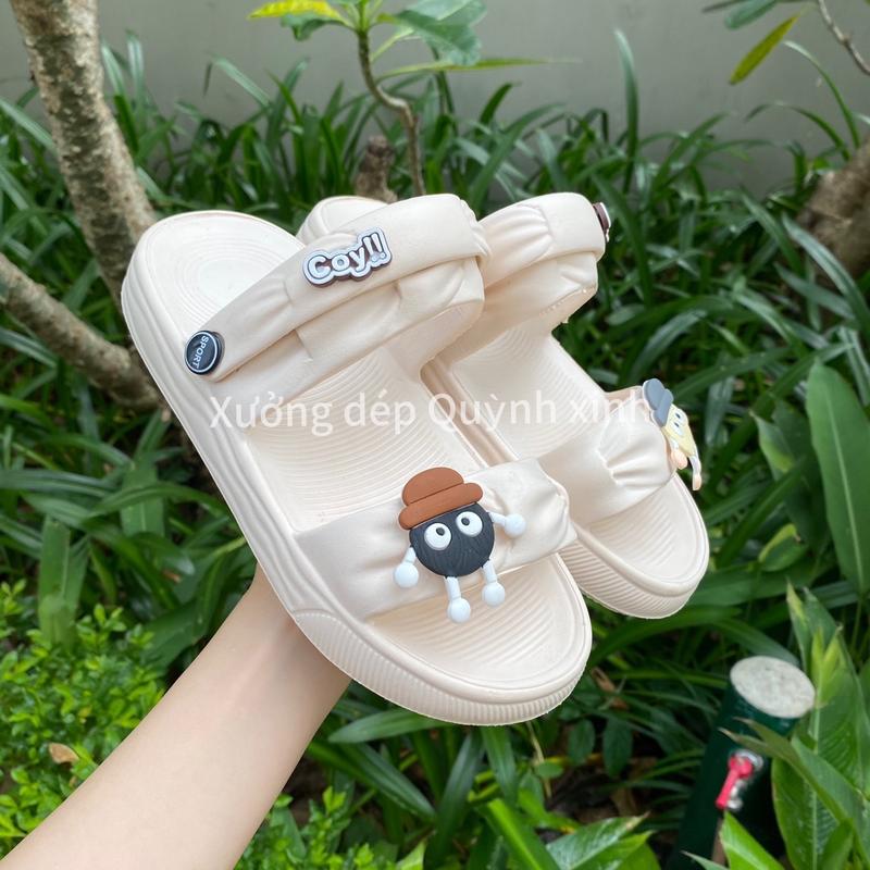 QX018 - Dép Sandal nữ Xưởng Dép Quỳnh Xinh có gắn stiker dễ thương, dép nữ xinh xắn DéP Shoes GiàY Hoa