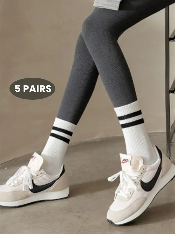 Unisex's Stripe Pattern Mid-Calf Socks, Vintage Trendy Casual Comfortable Breathable Socks for Daily Wear, Soft Socks for Men & Women 0