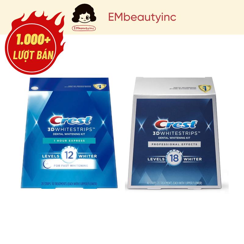 Miếng dán trắng răng Crest 3D Whitestrips Professional Effects 1 Hour Express
