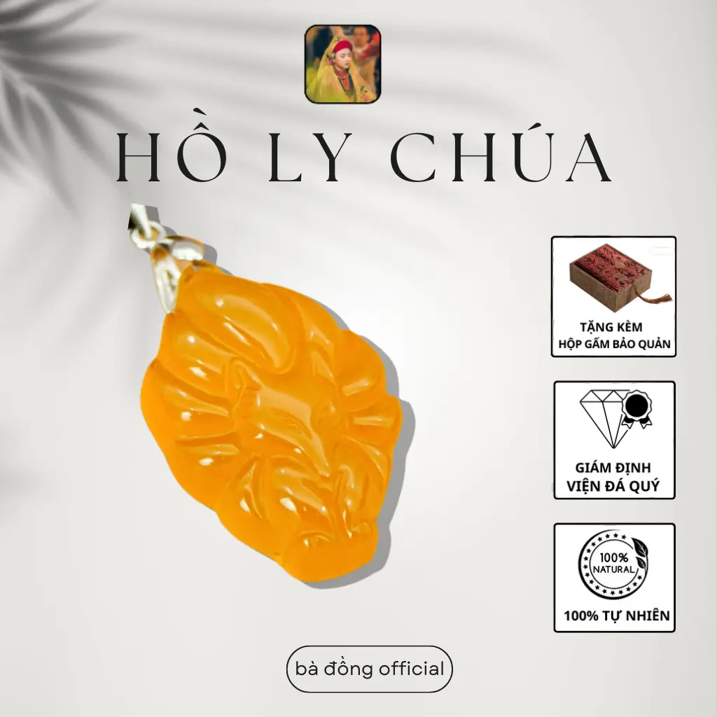 Vòng Cổ , Dây Chuyền ,Trang Sức Mặt Đá Phong Thủy Hồ Ly Chúa VÀNG Mệnh THỔ,Đã Được Kiểm Định Tự Nhiên Mang Lại Quyền Lực,Thu Hút Tài Lộc, Phú Quý ADELA GEMS