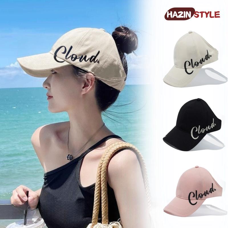 Mũ lưỡi trai HAZIN hở nửa đầu thêu chữ Cloud form mềm nón thời trang chơi thể thao cá tính