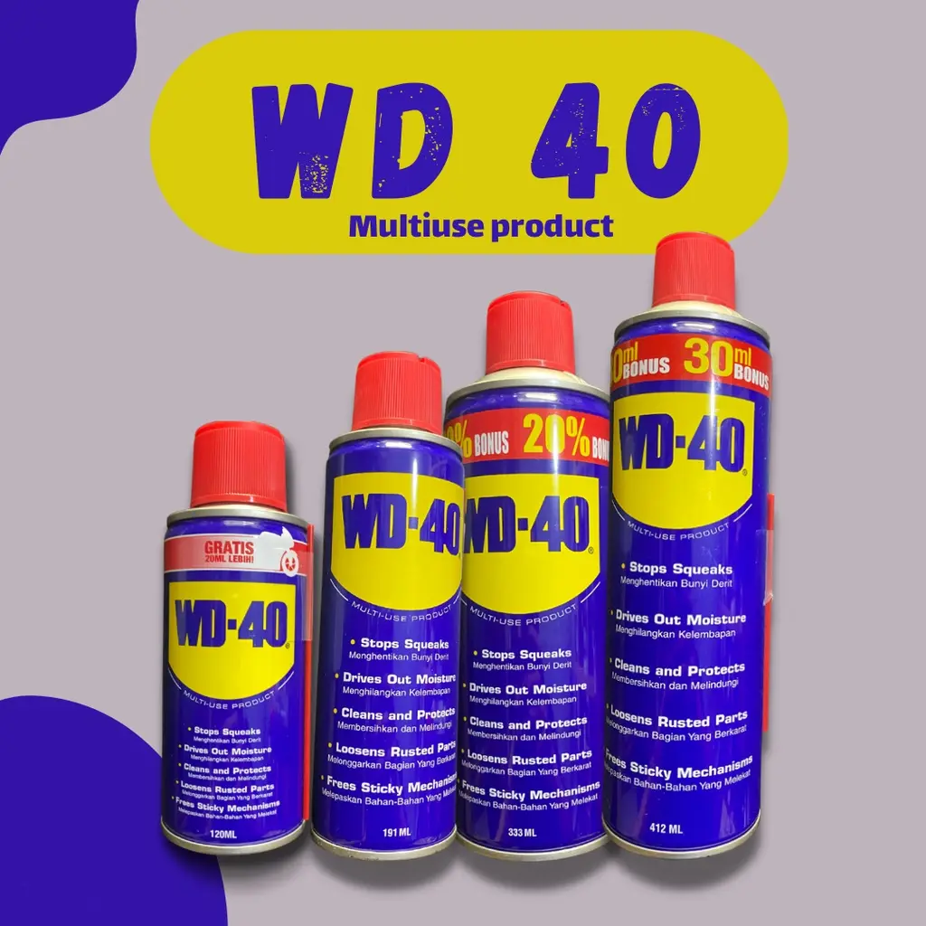 Pelumas Anti Karat WD40 Penetrating Oil Pelumas Serba Guna 120ml 191ml 333ml 382ml 412ml WD-40