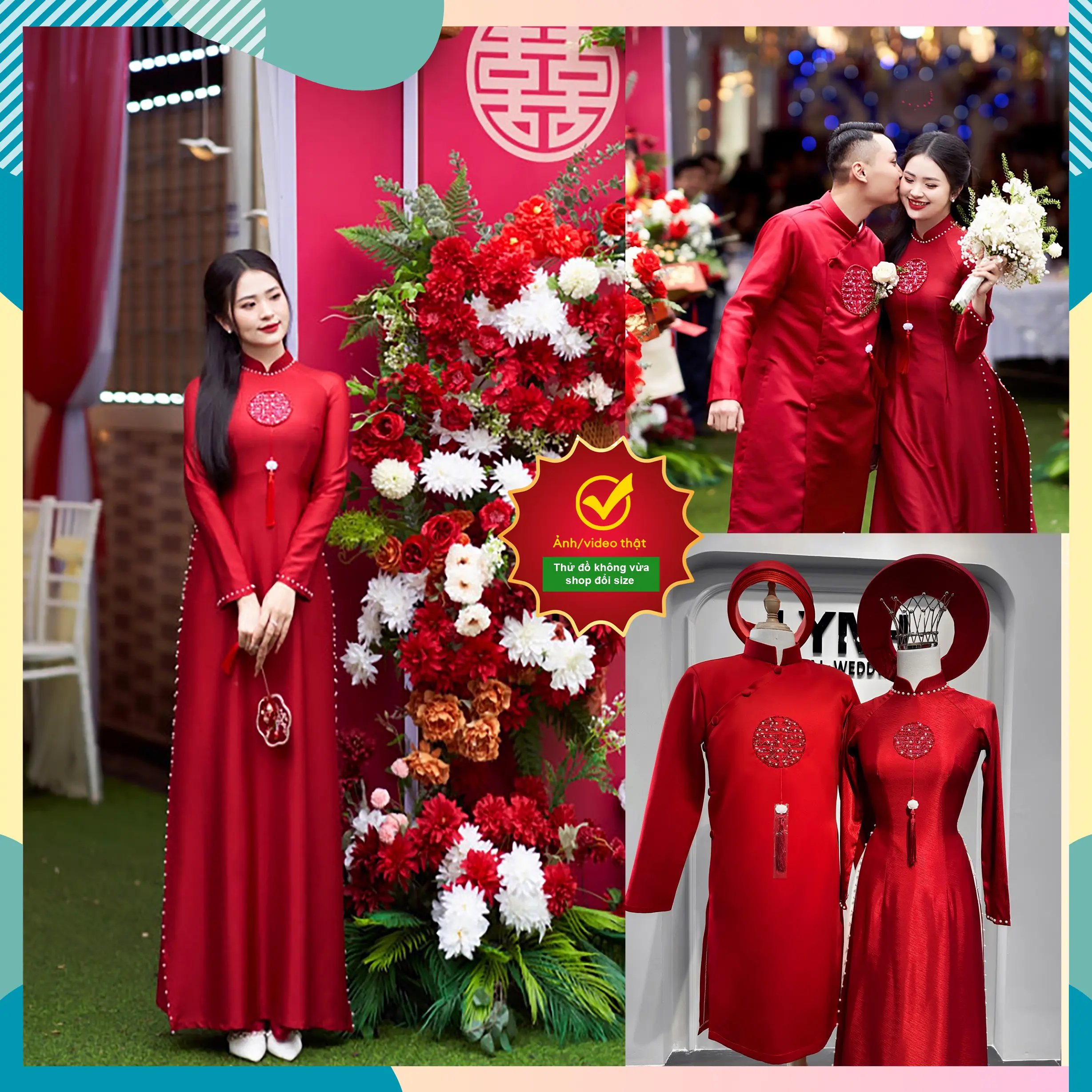 Áo dài cô dâu vân gỗ 2 tà cao cấp 2024 - Áo Dài Lynh Áo Cưới Váy Cưới Women Dress Voan