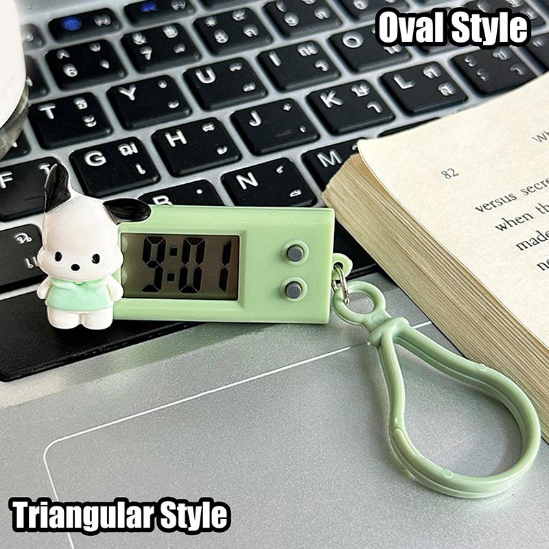Product Introduction of Sanrio Hello Kitty Electronic Desktop Clock Keychain Kuromi My Melody Electronic Oval Watch Digital Table Time Display Clock 23