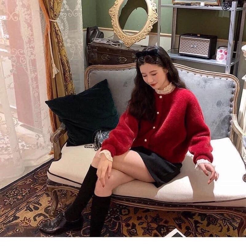 Áo Cardigan Len Lông Thỏ Mịn cúc ngọc siêu xinh , phối đồ phong cách tiểu thủ sang chảnh đồ thu đông cho nữ hàng QC cao cấp- TD005