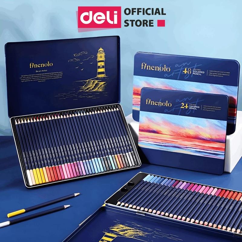72 MÀU Bút chì màu gốc dầu Finenolo x Deli - 72 màu - Hộp màu chì thiếc chuyên nghiệp tô màu mịn kín giấy tông màu tươi sáng bản nâng cấp