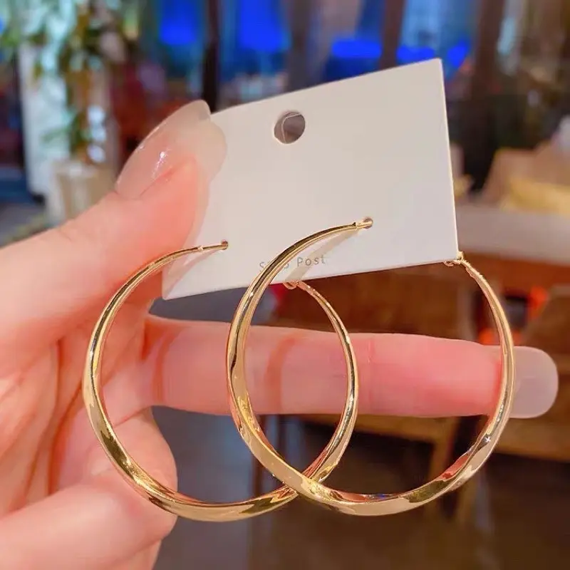 Khuyên tai tròn bản to 2 màu sang chảnh KT0266 0