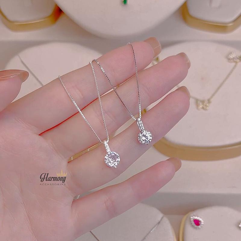 Dây chuyền nữ vòng cổ bạc 925/ta mặt đá zircon Diamond Stone | TRANG SỨC BẠC HARMONY VC71