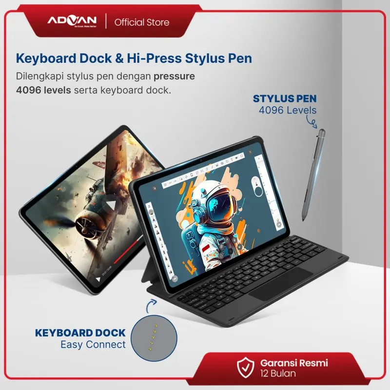 [Exclusive Steven Stenly] (FREE KEYBOARD + STYLUS PEN) ADVAN Tablet Sketsa 3 6GB/128GB 10.1” Inci HD IPS Dual SIM Card 4G LTE WiFi Bluetooth Tiger T606 Android 1
