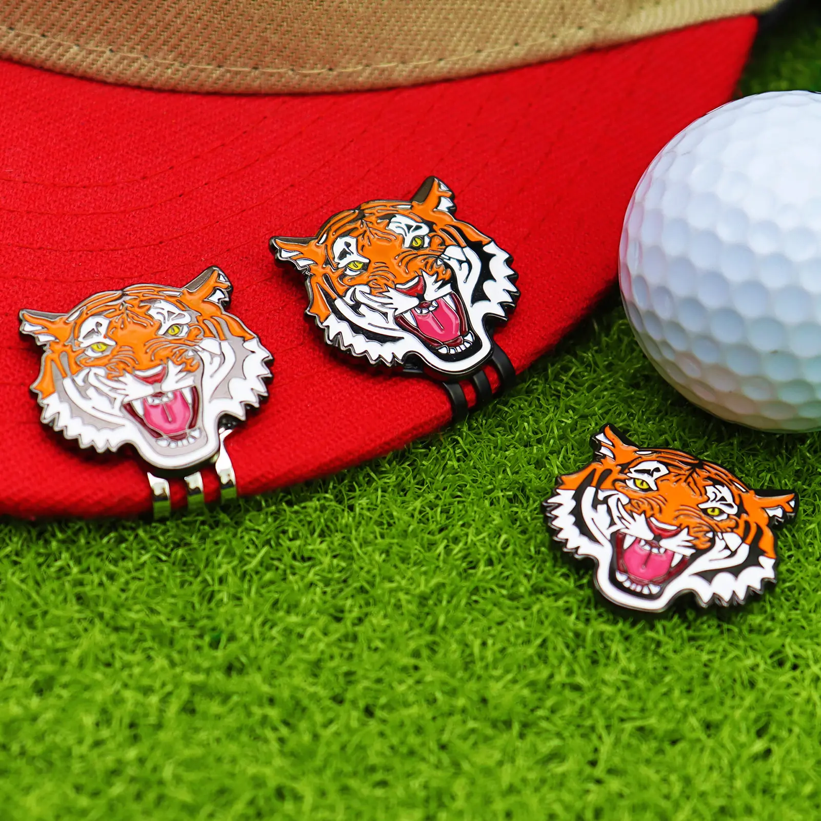 Swazsdk Tiger Golf Ball Marker with Hat Clip Magnetic Metal Golf Ball Marker Hat Clip Golfing Accessory for Men And Women