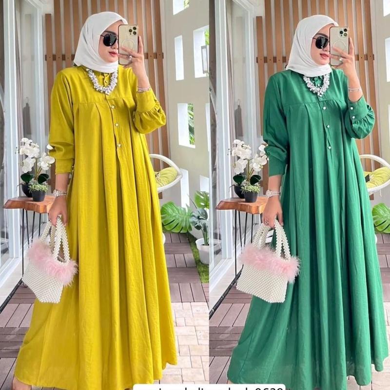 Product Introduction of Marina gamis polos terbaru full kancing busui frendly dress wanita terkini pakaian muslimah baju kondangan 2023 mewah dan elgan Wudhu Crinkle Remaja Dewasa Airflow 3