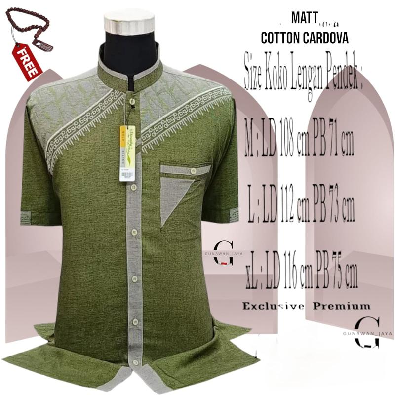 BAJU KOKO DEWASA LENGAN PENDEK LEBARAN 2025 Motif Bordir Kancing MUSLIM Pria 2