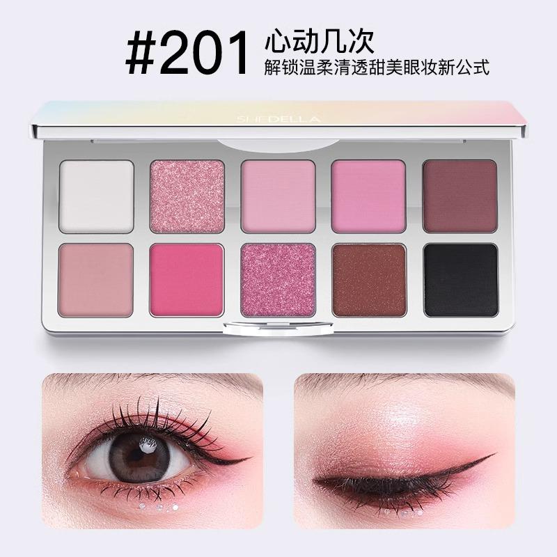 Shedella SHEDELLA - Bảng phấn mắt mười màu, màu tưởng tượng, Xanh Biển , Paillette đen, Xanh Lá 2023, phấn mắt mới 6