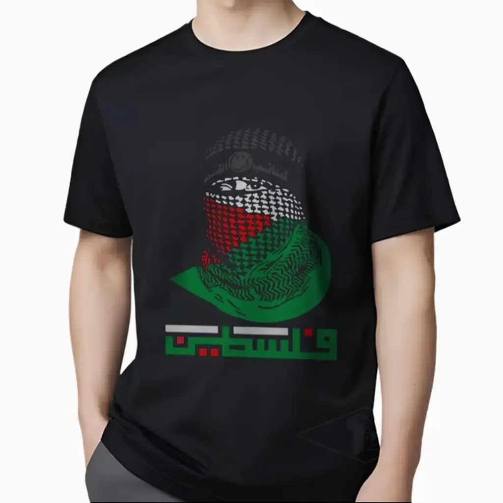 Kaos Dakwah Islami Abu Ubaidah Palestine Warior Katun 30s Pria Baju