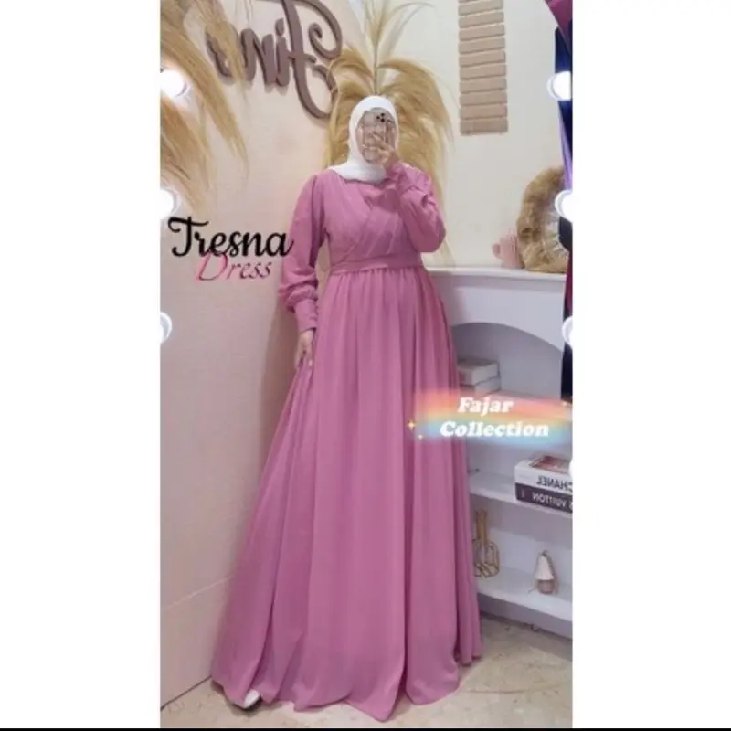 Tresna Dress, Gamis Ceruty Babydoll Premium, Full Furing, Busui/Freindy 3