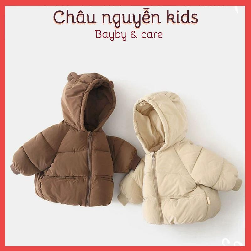 Áo khoác phao béo tai gấu trần bông dày ấm cho bé trai bé gái hàng QC Châu nguyễn kids