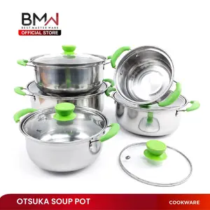 COD TERMURAH 1 Set isi 5 Pcs Panci Tutup Kaca Murah Stainless Steel