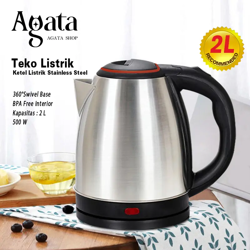 Teko Listrik Mag Stainless Steel Kettle Electric Kettle Stainless
