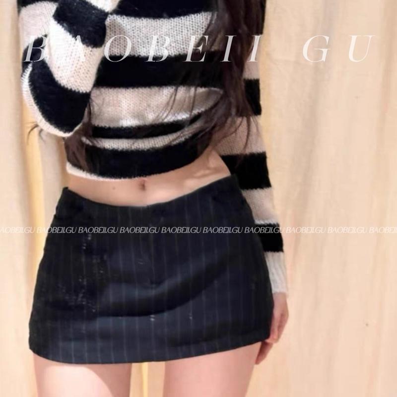 |BAOBEII.GU| Chân váy Y2K sọc cá tính- có bigsize 1