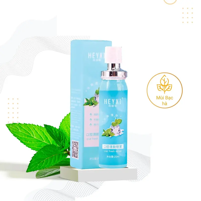 Xịt Thơm Miệng HEYXI 20ml Hương Bạc hà Và Đào Giúp Giảm Hôi Miệng, Lưu Hương Thơm Mát 4