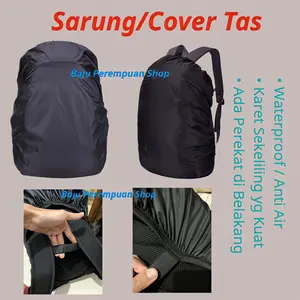 Cover Bag Waterproof ada Perekat Dibelakang/Sarung Tas Punggung Anti Air/Cover Tas Ransel Anti Debu