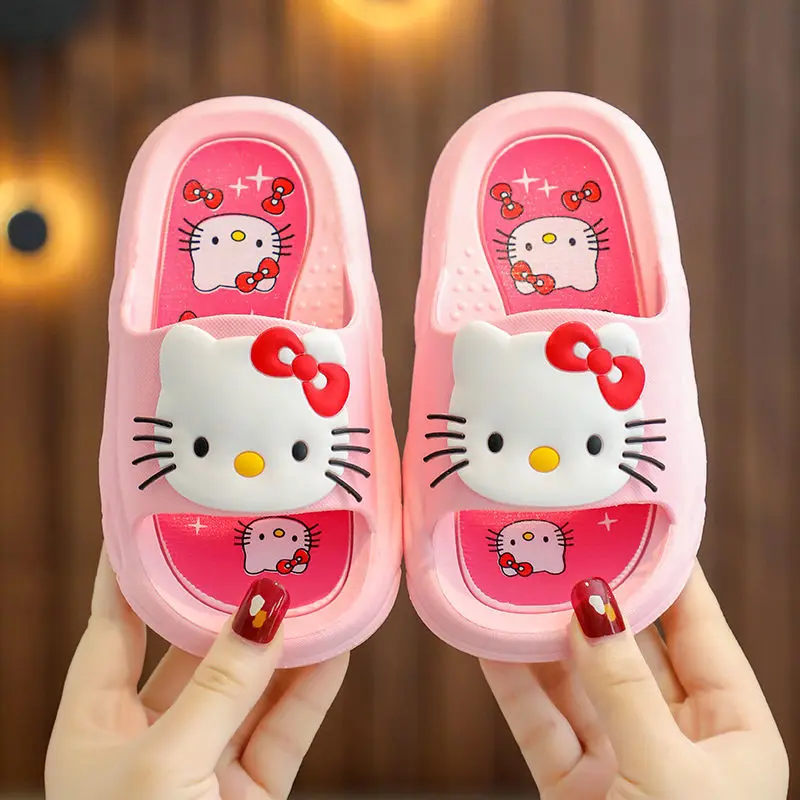 Dép Đi Trong Nhà Cho Bé Gái, Thiết Kế Hello Kitty Hoạt Hình Dễ Thương, Màu Hồng, Không Trơn Trượt, Khử Mùi, Đế Mềm, Thích Hợp Sử Dụng Trong Nhà, Cho Bé Gái, Dép Trẻ Em
