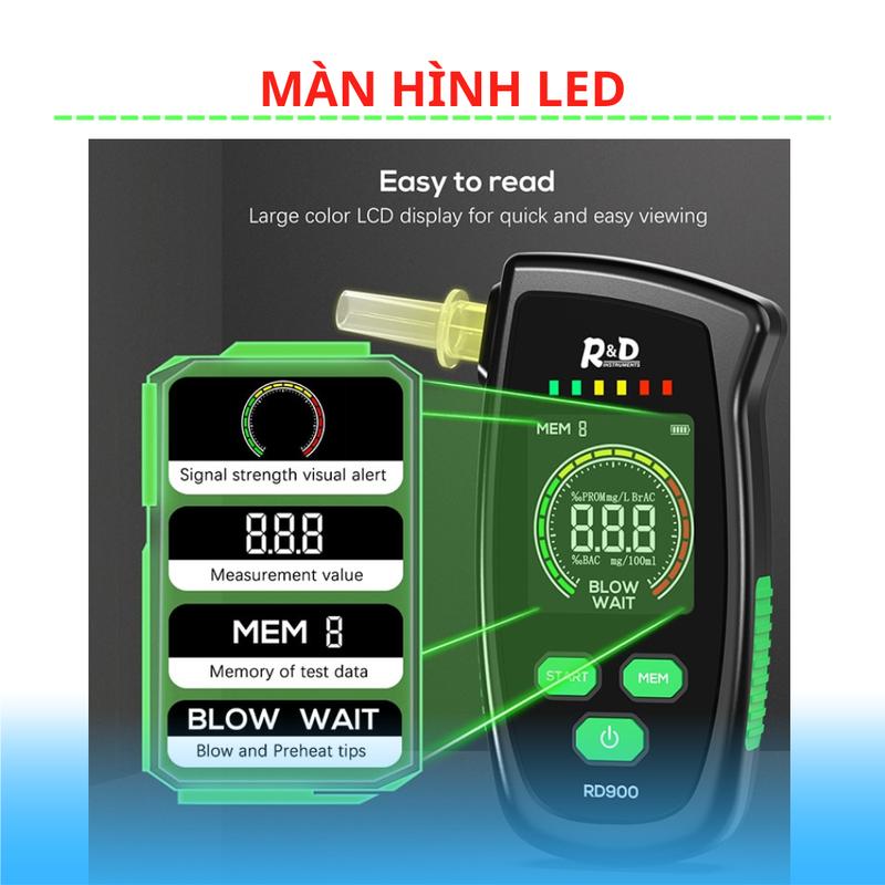 Máy thổi nồng độ cồn,Máy đo nồng độ cồn RD bia rượu trong hơi thở đạt chuẩn 99% ROHS an toàn cho lái xe 7