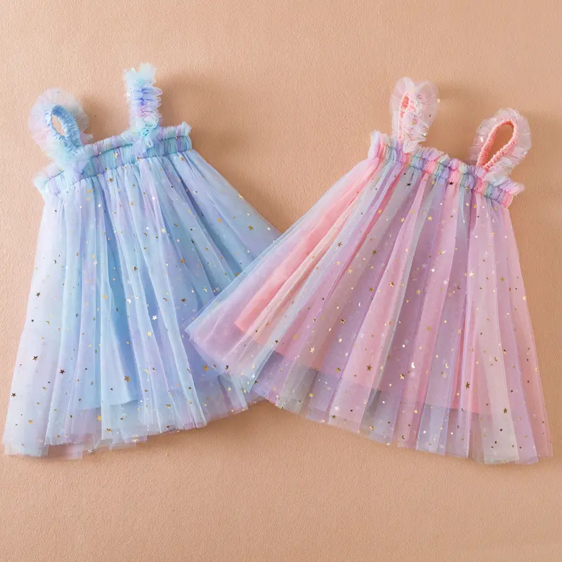 Toddler Girl Summer  Vacation Dress Little Girls Birthday Party Dress Girl's Casual Suspender Dress Girl's Holiday Tulle Dress