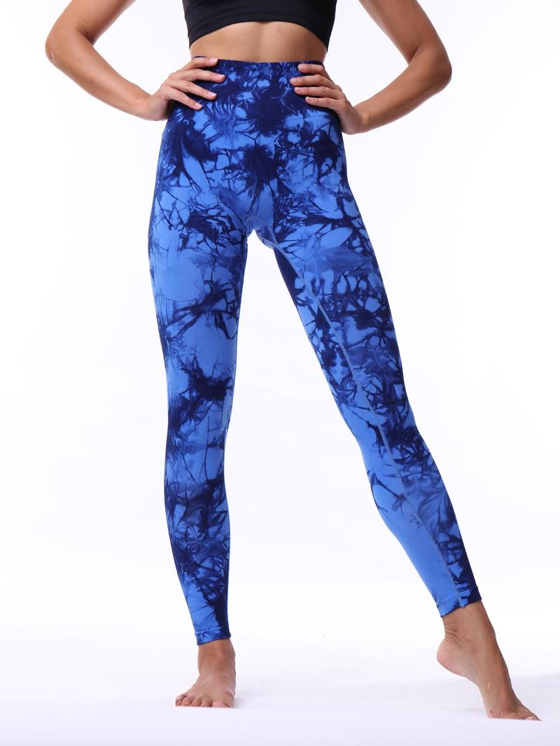 Product Introduction of Women's Tie Dye Print High Waist Sports Leggings, Sporty Comfy Breathable Seamless Skinny Pants for Yoga Gym Workout, Ladies Sportswear for All Seasons 6