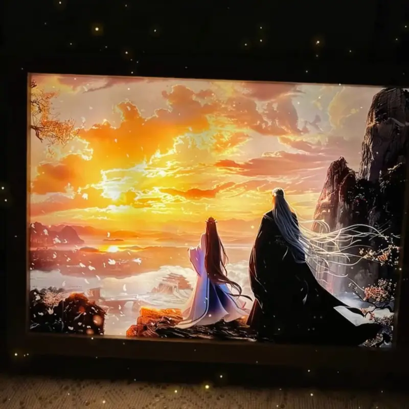 Tranh đèn led Tiên Nghịch - Vương Lâm x Lý Mộ Uyển . Trang trí hình bóng sáng tạo, decor bàn làm việc, đèn ngủ để bàn, treo tường. 3
