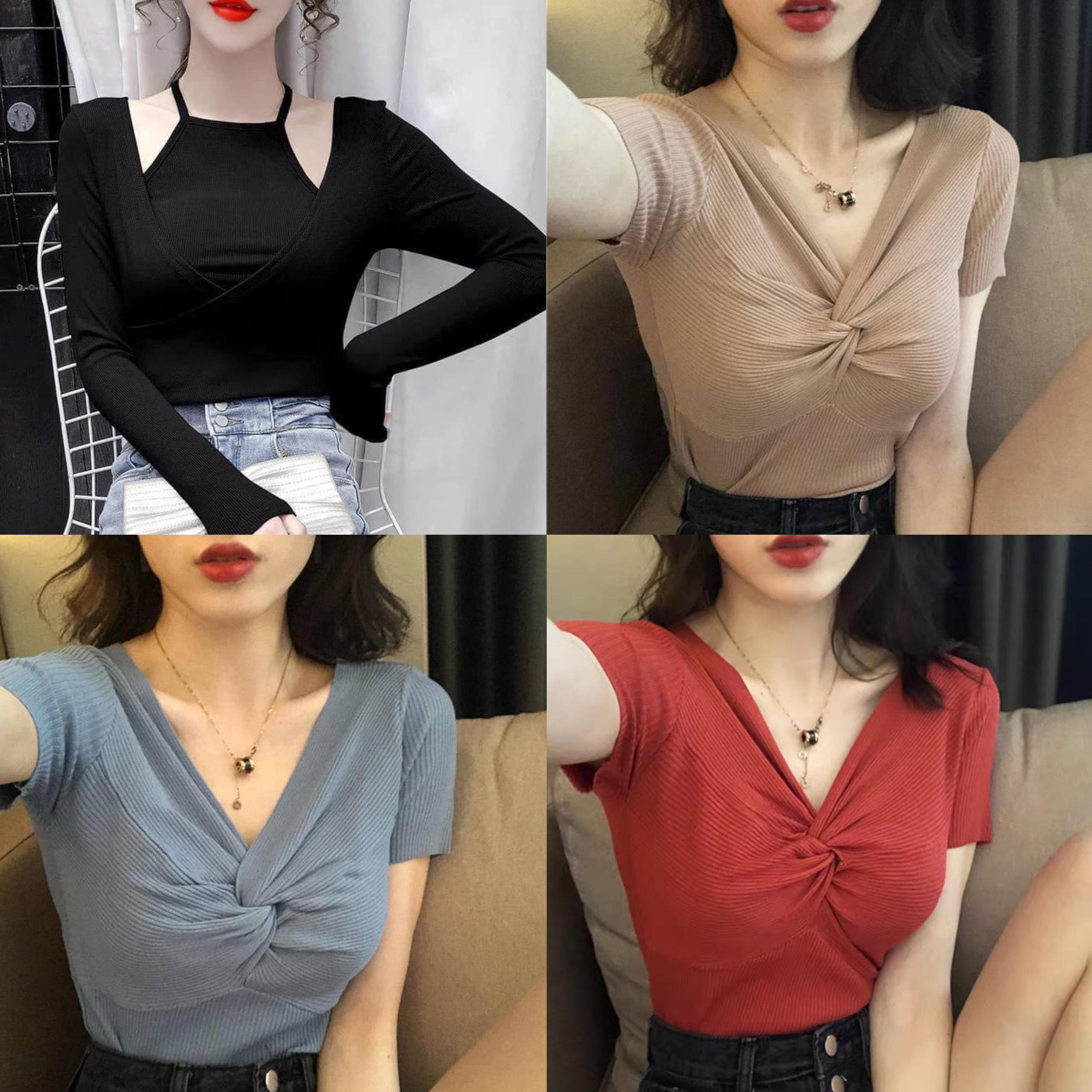 Thời Trang Bigsize Áo Thun Gân Tăm 50 - 100Kg Dễ Thương Top Nữ Women Cổ Tròn - A.1017