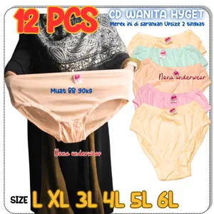 12 PCS MURAH MERIAH CELANA DALAM WANITA CD HYGET ANAK REMAJA DEWASA JUMBO POLOS