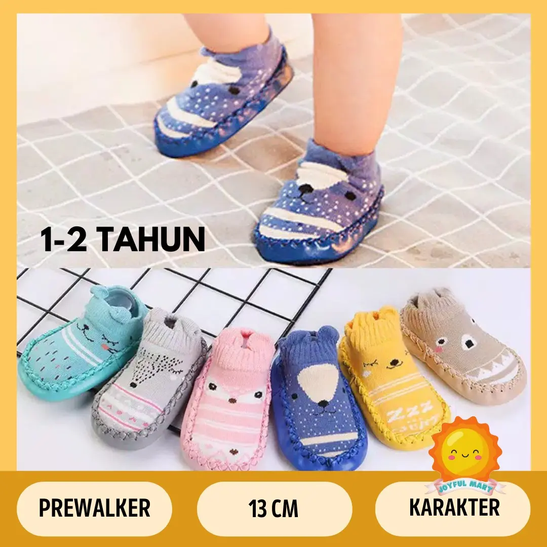 Sepatu Prewalker Pendek Bayi Karakter 1-2 Tahun Tanpa Hak