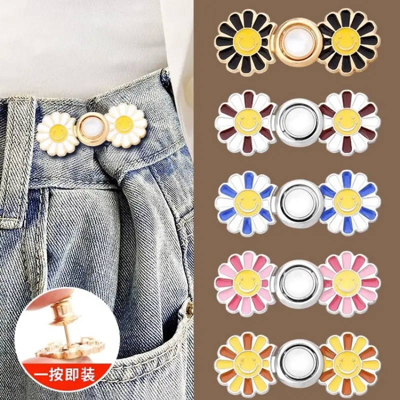 Pants Waist Button No-Punch Adjustable Detachable Jeans Waist Reduction Tightening Magic Button Buckle