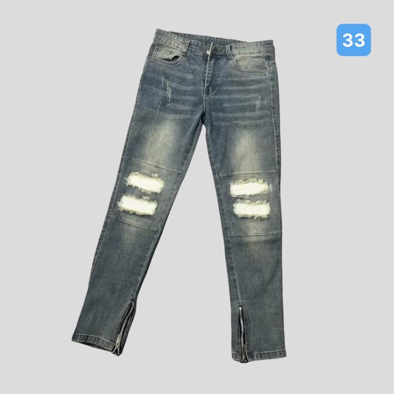 Quần jean nam [ FREESHIP ] 09 Quần bò nam màu đen rách - Quần dài nam chất jean co giãn phong cách thời trang vá da đen có lớp lót Menswear Pants Có Túi 5