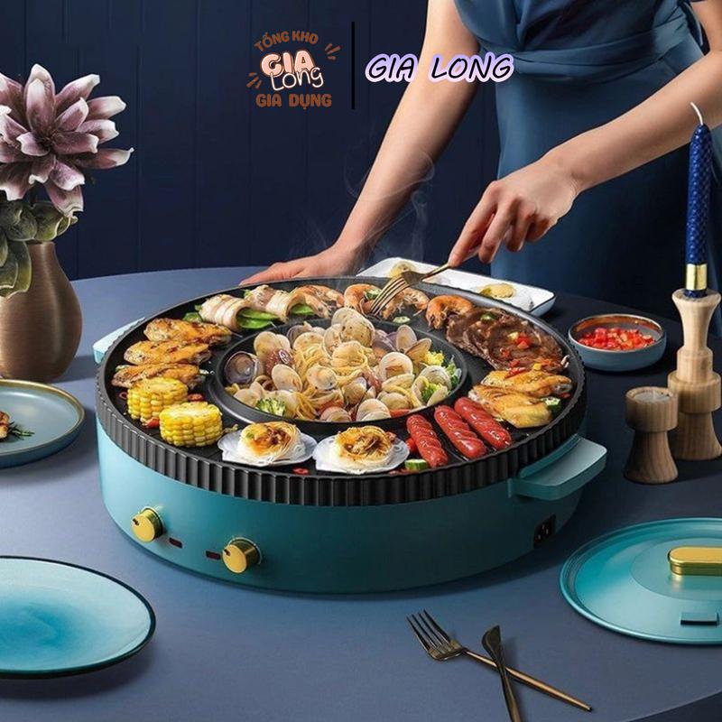 Bếp lẩu nướng 2 trong 1 OSAKA, nồi nướng kèm lẩu điện đa năng hàng xịn, đường kính 36cm Nồi Điện Nồi Lẩu Điện Nồi Điện Nồi Lẩu Điện